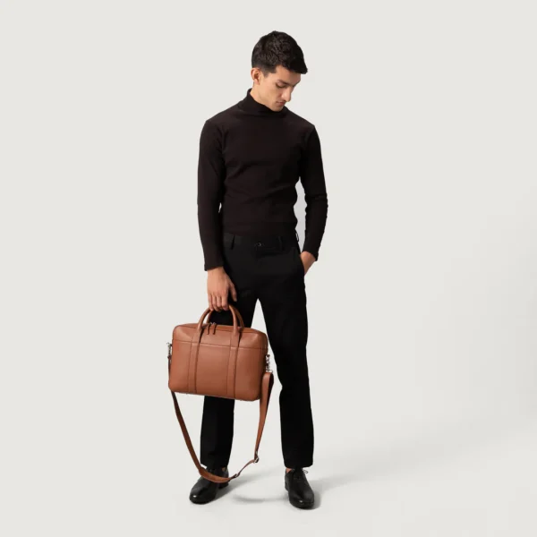 The Captain Brown Leather Briefcase - Image 2