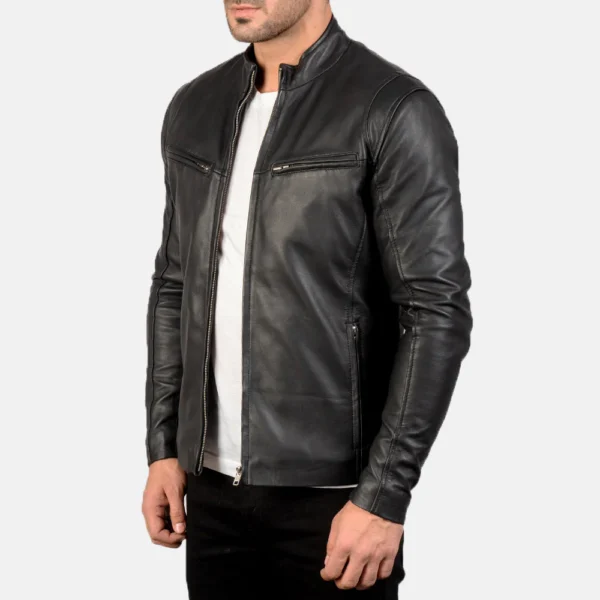 Ionic Black Leather Jacket - Image 4