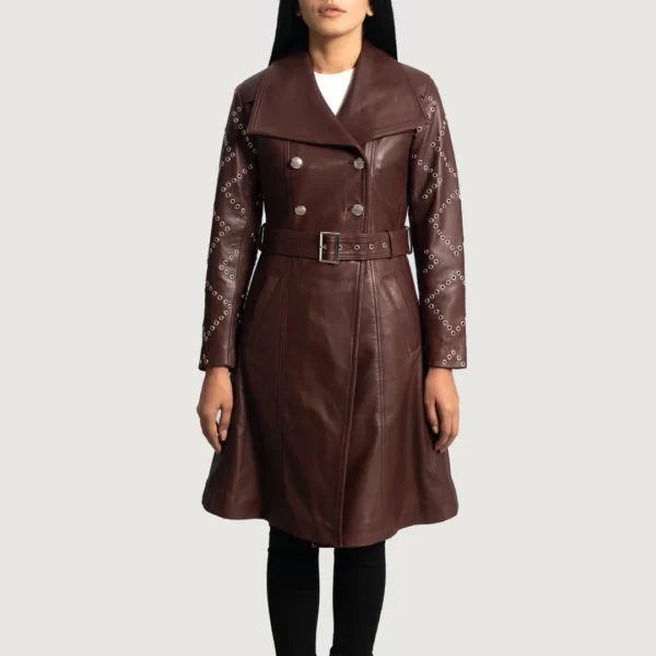 Missoni Maroon Leather Trench Coat - Image 2