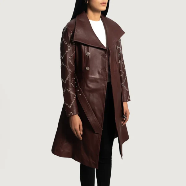 Missoni Maroon Leather Trench Coat - Image 4