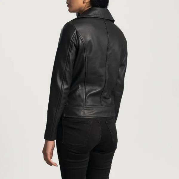 Rumy Black Leather Biker Jacket - Image 4